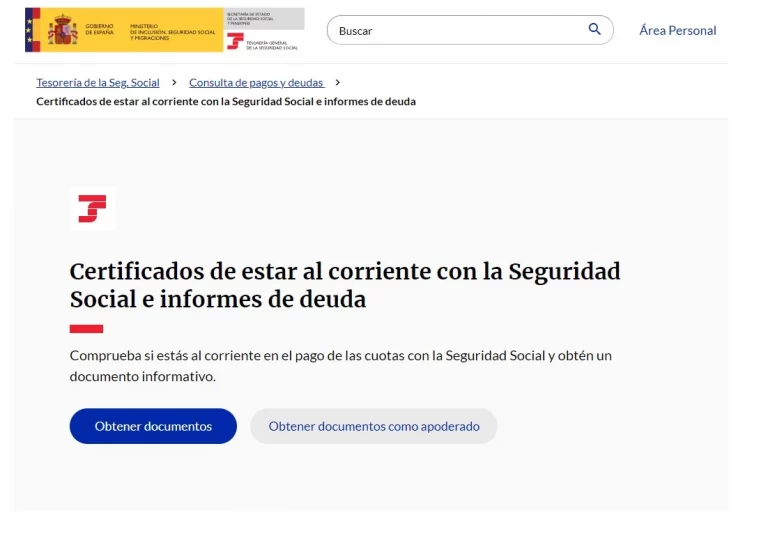 certificado de deudas de la Seguridad Social